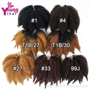 Vigorous Afro Kinky Curly 8Inch Ponytail Marley Braids Twist Hair Frizzy Synthetic Crochet Braids Hair Extensions Bulk